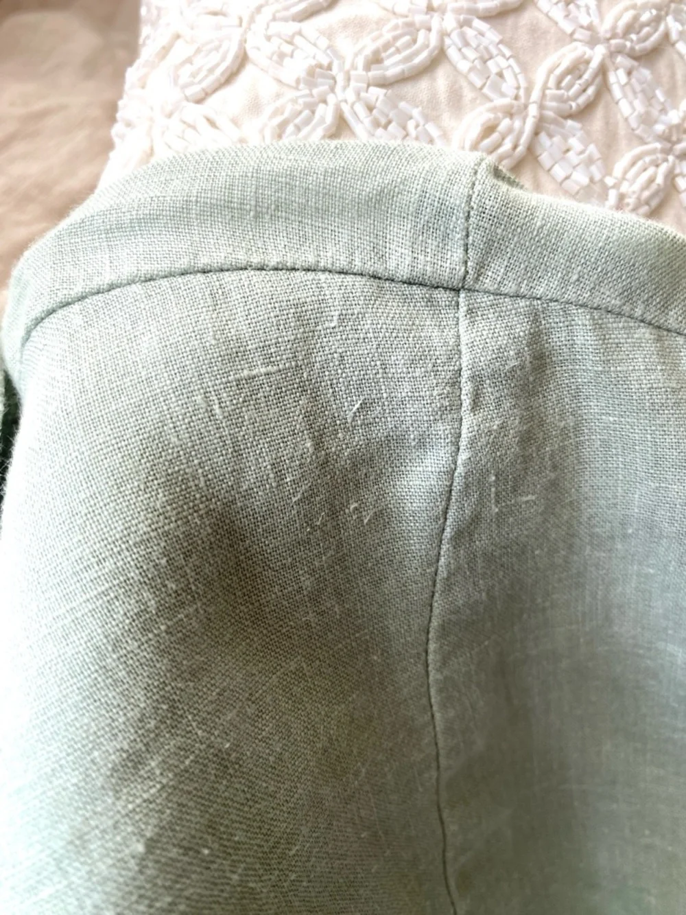 Flax 100% Sage Green Linen Button Front Tunic Shirt Top Long Sleeve Size L - Picture 11 of 16